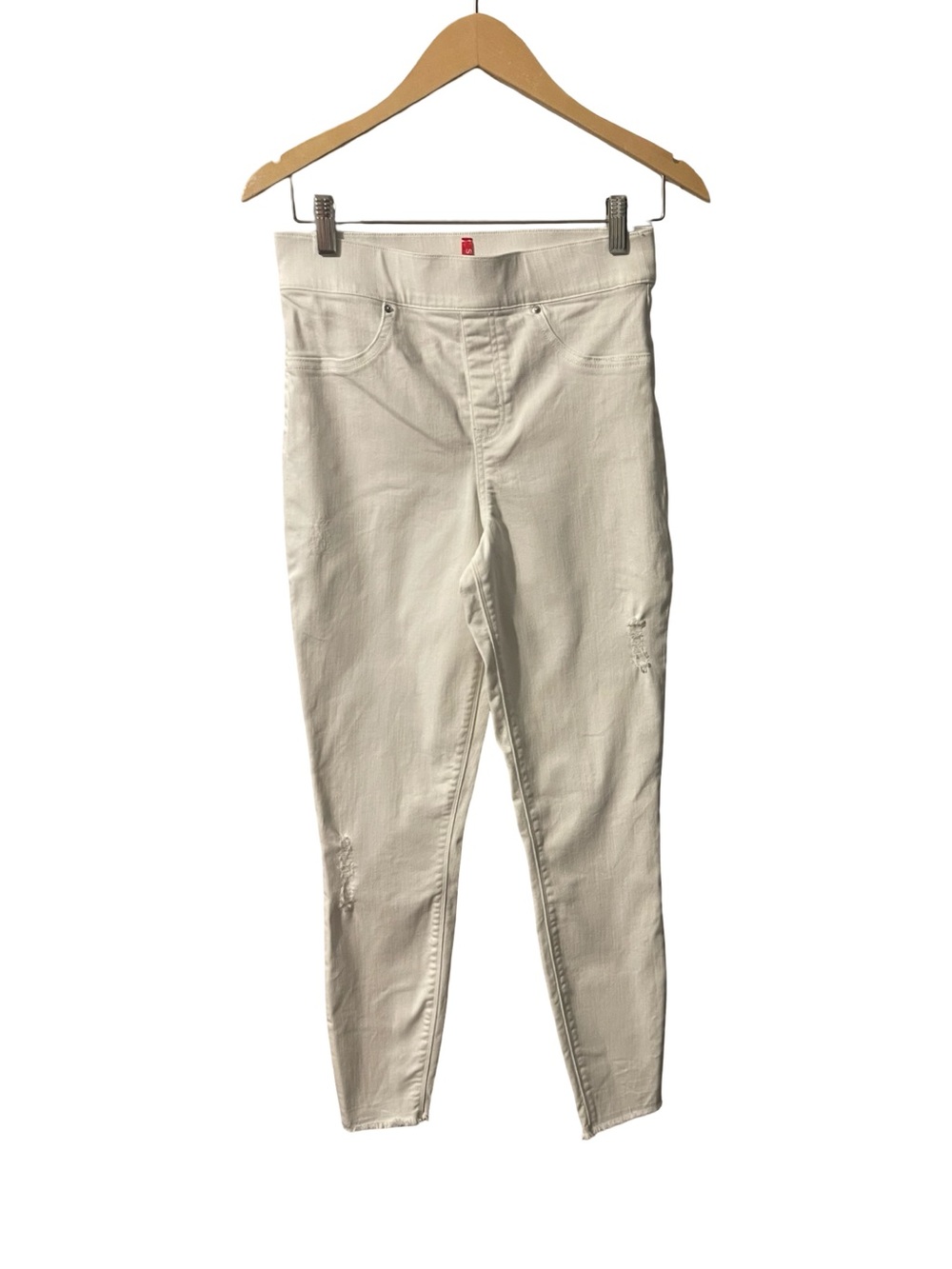 SPANX White Distressed Raw Hem Jeggings Small